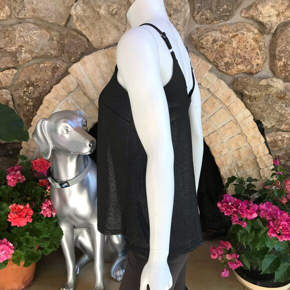 Deborah Viereck Black Metallic Adjustable Strap V-Neck Sleeveless Tank Size XS - Picture 2 of 9